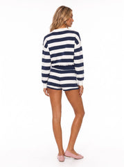 Striped Knit Sweater Top and Shorts Set