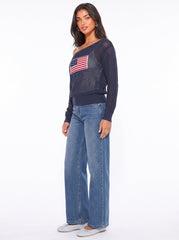 American Flag Open-Knit Sweater