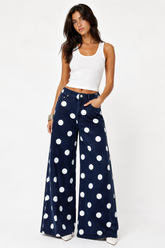 Polka Dot Wide Leg Jeans