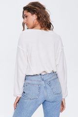 Waffle Knit Drop-Sleeve Top