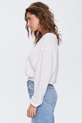 Waffle Knit Drop-Sleeve Top
