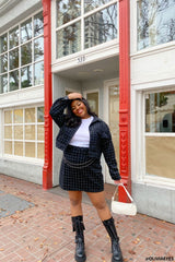 Plus Size Grid Print Mini Skirt