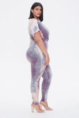 Plus Size Tie-Dye Surplice Jumpsuit