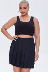 Plus Size Pleat-Front Skort