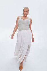 Plus Size Linen Maxi Skirt
