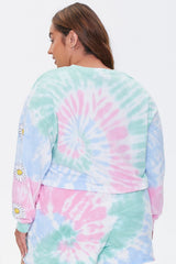 Plus Size Daisy Graphic Tie-Dye Pullover