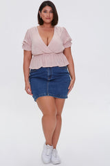 Plus Size Floral Eyelet Crop Top
