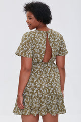 Plus Size Floral Bell-Sleeve Dress