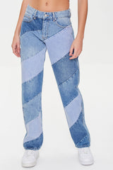 Reworked Diagonal Striped Jeans