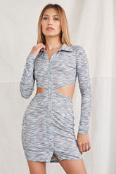 Heathered Cutout Shirt Dress