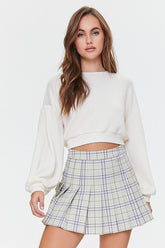 Lace-Up Plaid Mini Skirt
