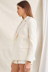 Crinkled Button-Front Blazer
