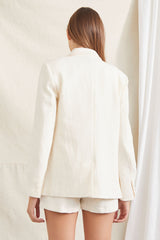 Crinkled Button-Front Blazer