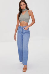 Wide-Leg Raw-Cut Jeans