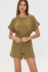 Belted Dolman-Sleeve Romper
