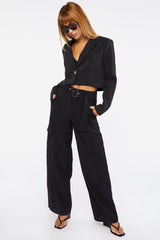 Button-Front Cropped Blazer