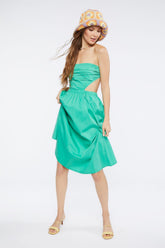 Poplin Cutout Fit & Flare Midi Dress