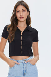 Cropped Button-Loop Shirt
