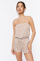 Ditsy Floral Print Strapless Romper