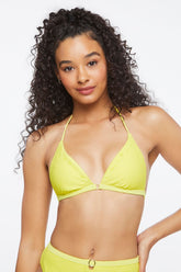 Eyelet Triangle Halter Bikini Top