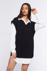 Sweater Vest & Shirt Combo Dress