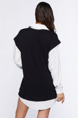Sweater Vest & Shirt Combo Dress