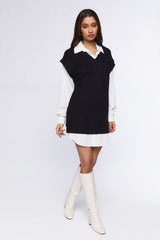 Sweater Vest & Shirt Combo Dress