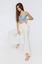 Tiered High-Rise Palazzo Pants