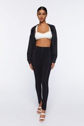 Topstitched Split-Hem Leggings
