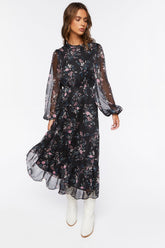 Chiffon Floral Print Midi Dress