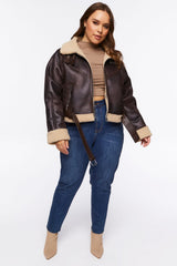 Plus Size Faux Shearling Moto Jacket