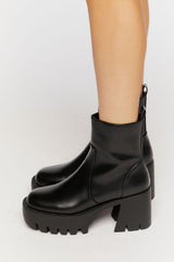 Faux Leather Platform Lug Booties