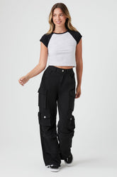 Twill Wide-Leg Cargo Pants