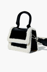 Faux Shearling-Trim Crossbody Bag