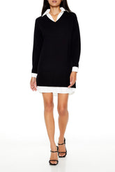 Combo Sweater Shirt Dress