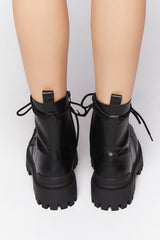 Faux Leather Lug Combat Boots