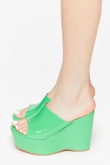 Faux Patent Leather Platform Wedges
