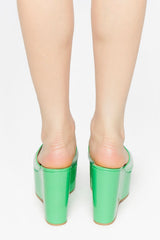 Faux Patent Leather Platform Wedges