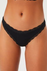 Seamless Lace-Trim Thong Panties