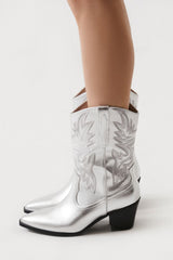 Faux Leather Cowboy Ankle Boots