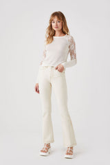 Sheer Lace-Sleeve Top