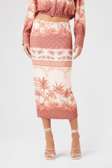 Tropical Print Midi Skirt