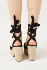 Lace-Up Espadrille Block Heels