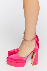 Faux Gem Satin Platform Heels