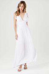 Crepe Caged V-Neck Maxi Dress
