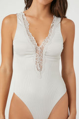 Seamless Lace-Trim Lingerie Bodysuit