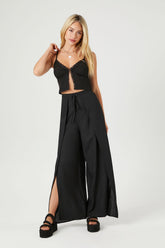 Tie-Front Wide-Leg Pants