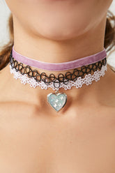 Girls Lace Heart Necklace Set (Kids)