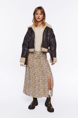 Faux Shearling-Trim Moto Jacket
