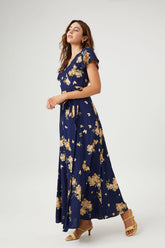 Floral Print Maxi Wrap Dress